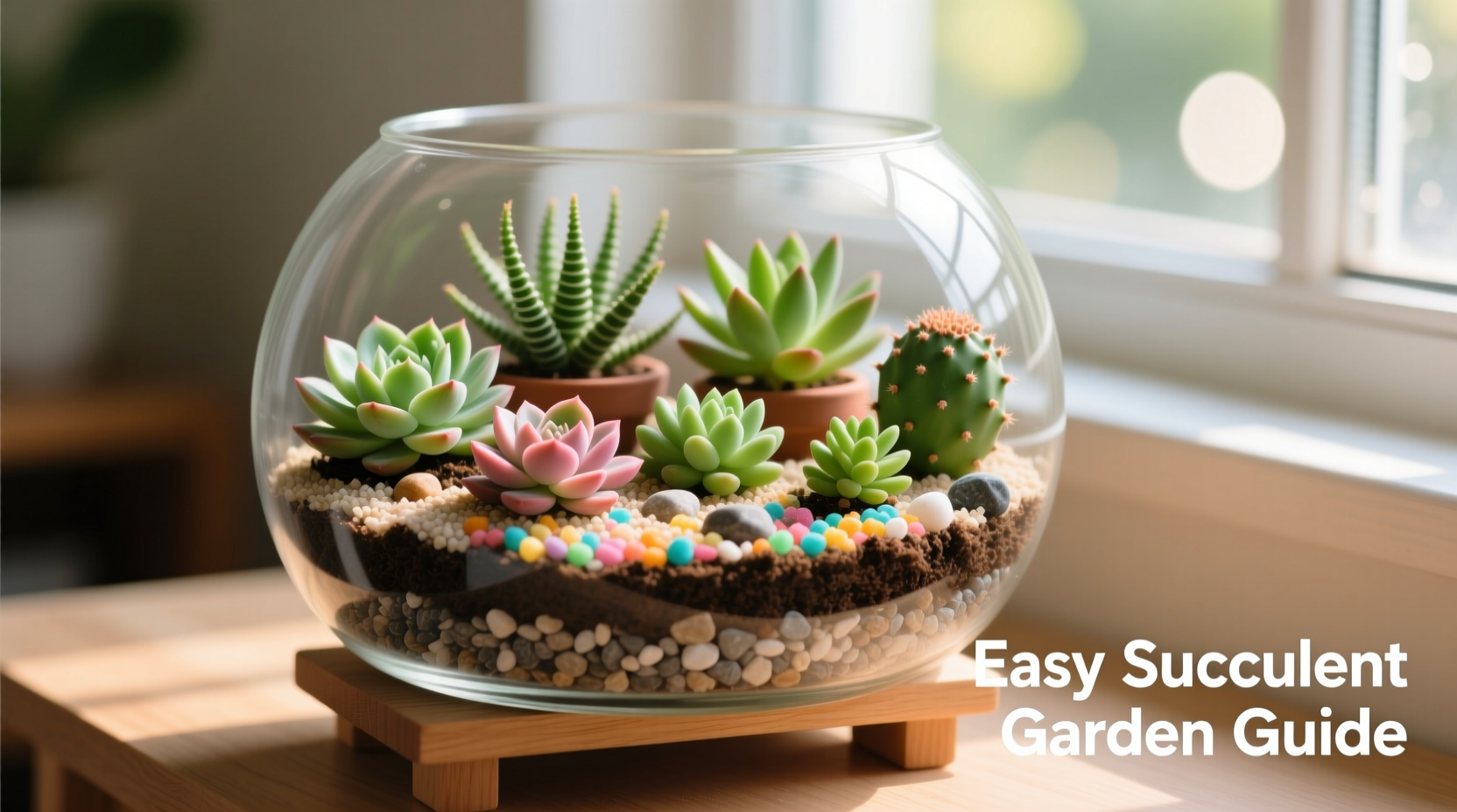 how to build a small succulent garden in a glass container easily