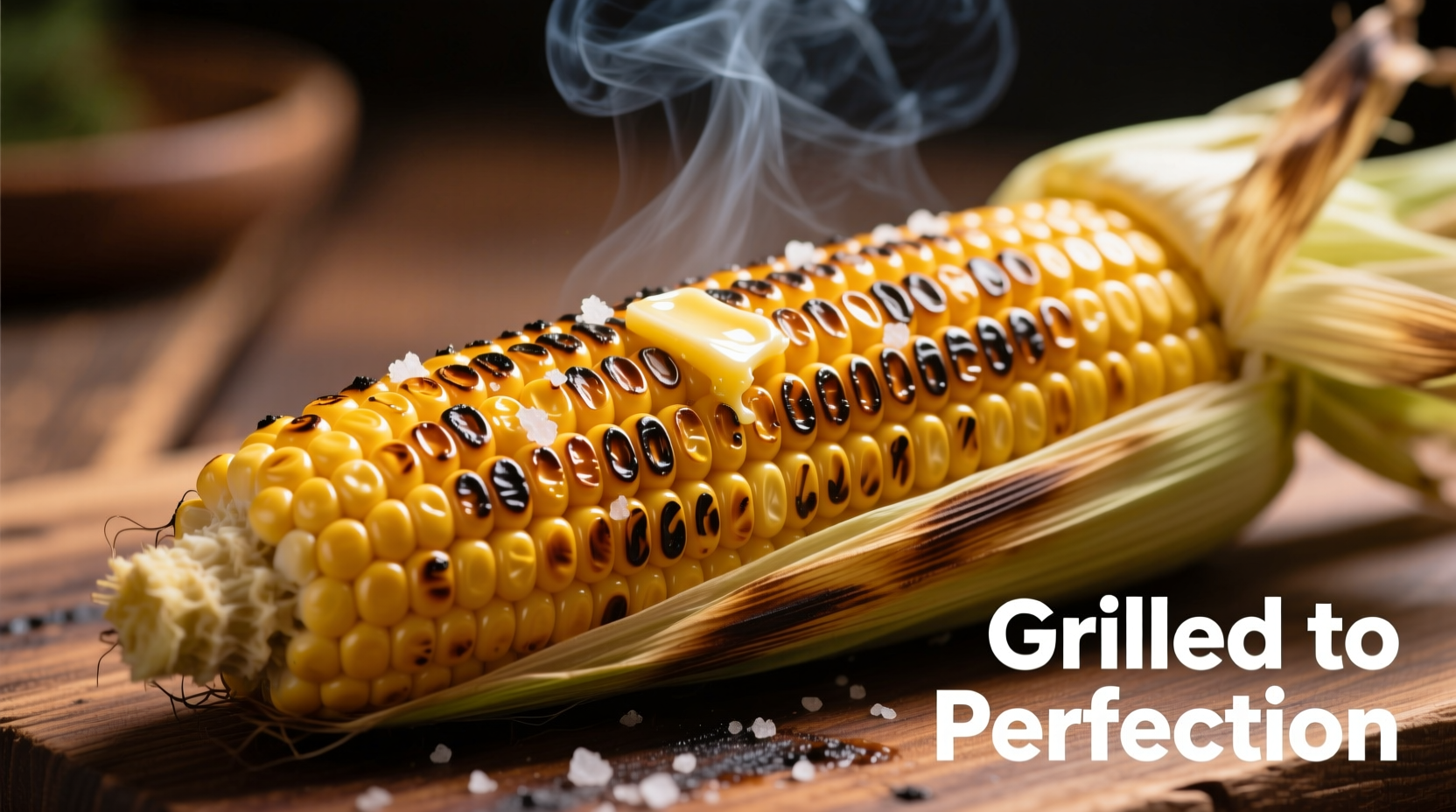 Perfectly grilled corn on cob with golden kernels