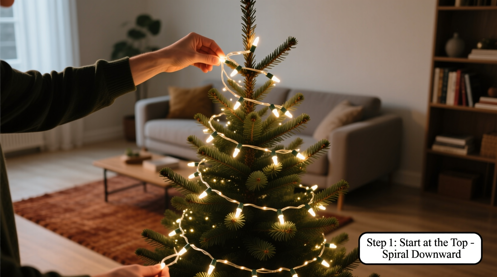 how to wrap a christmas tree in lights step by step for even coverage