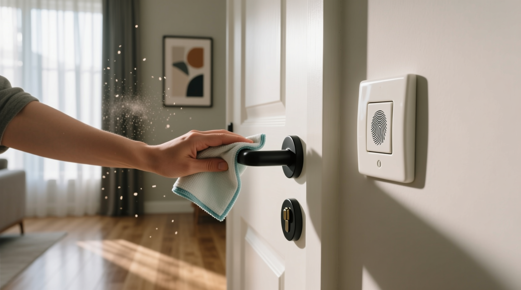 remember to clean door handles and switches when someon