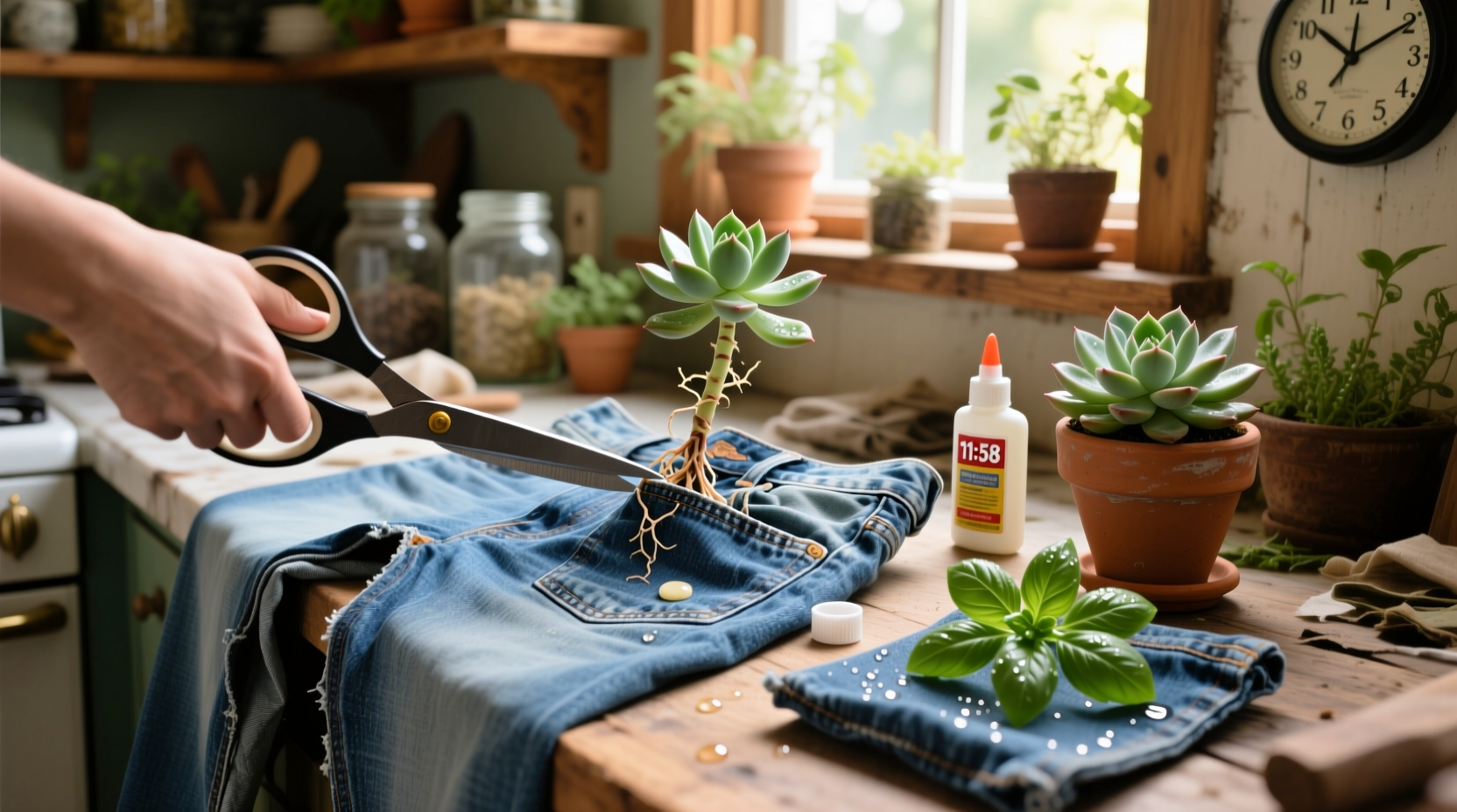 Denim Plant Pouches: Urban Gardening Life Tips
