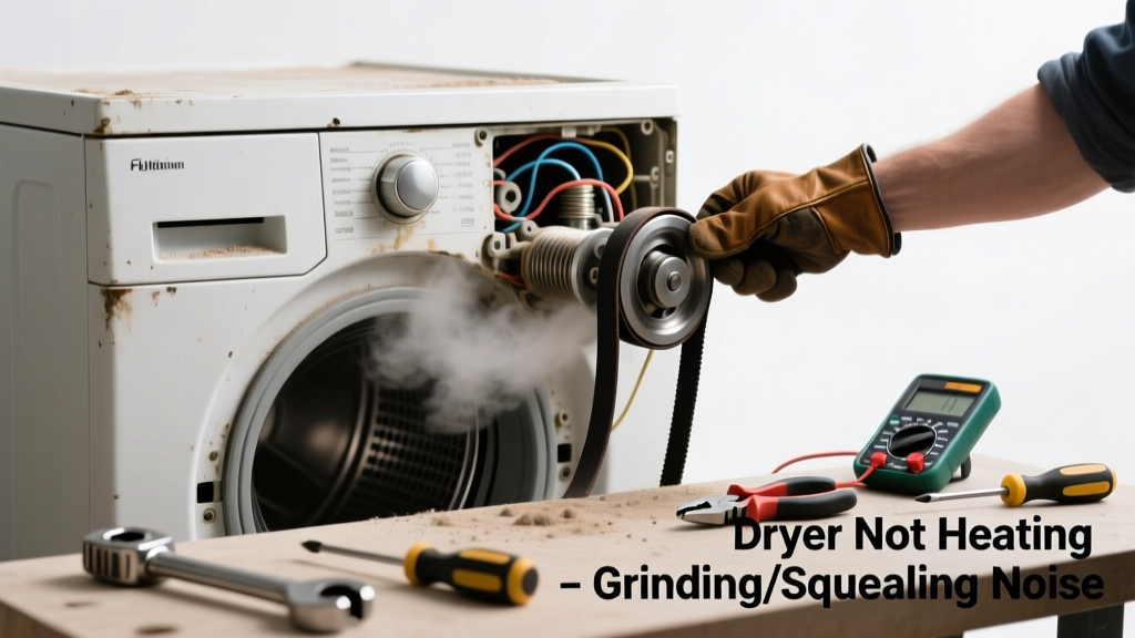 Dryer Not Heating & Making Grinding or Squealing Noise