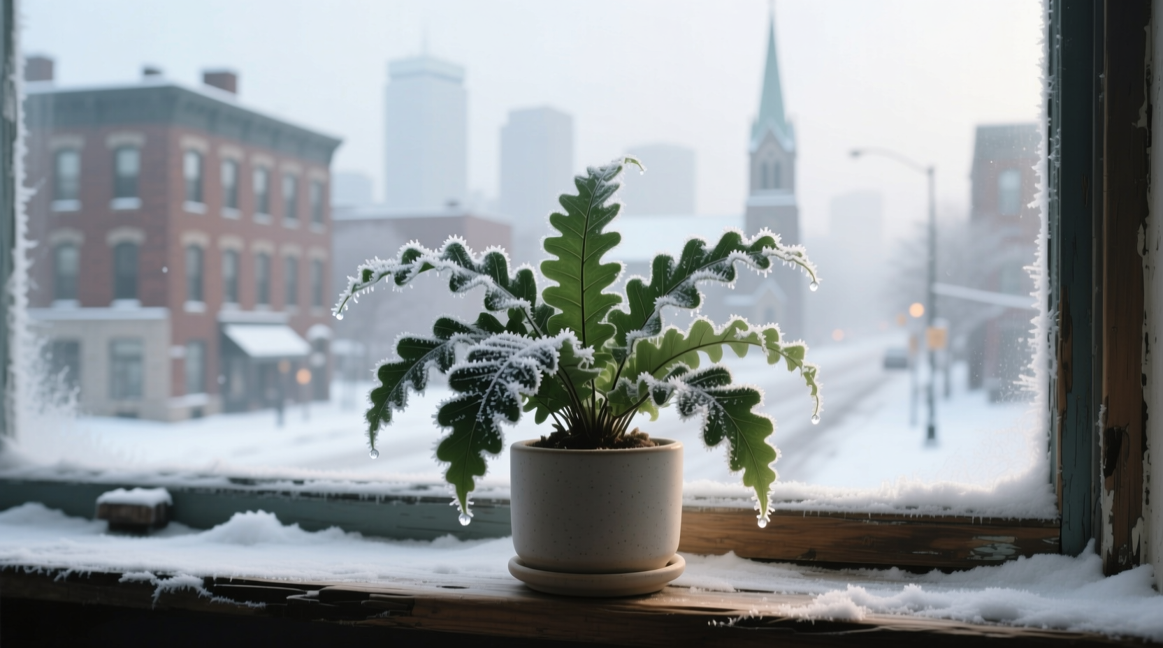 winter boston fern