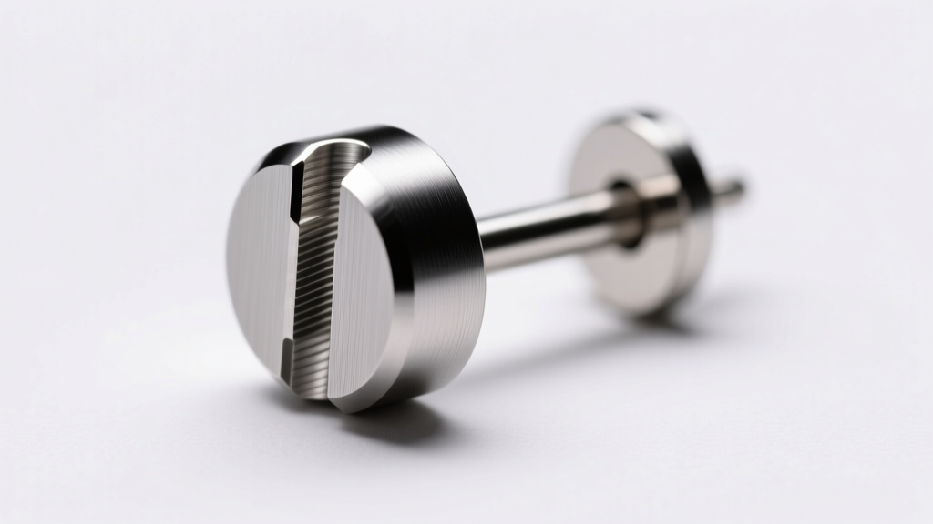 Macro shot of a titanium earring stick post highlighting the machined friction notch groove under bright studio lighting.