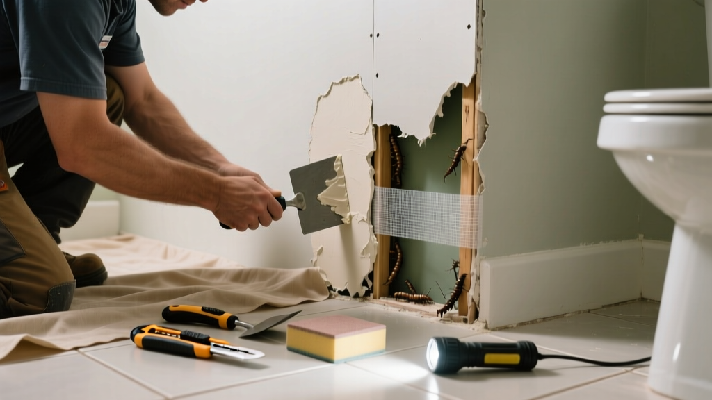 Fixing Drywall Termite Damage in the Bathroom
