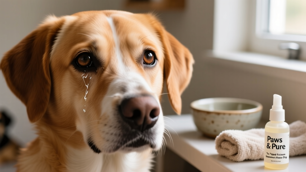 Close-up of a dog's face showing clear eyes and clean fur around the eyes
