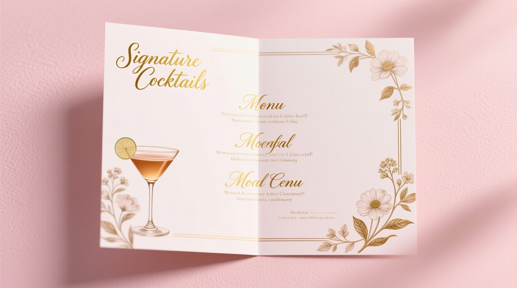 how to create custom cocktail menus for wedding digital invites