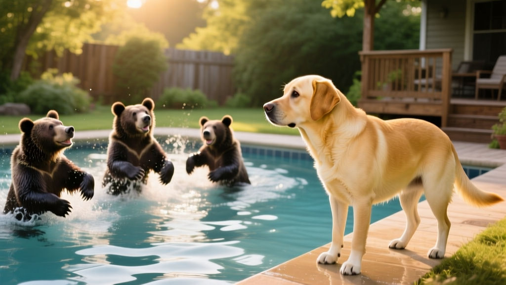 This LA Dog Wishes She Could Join the Family of Bears Playing in Her Pool