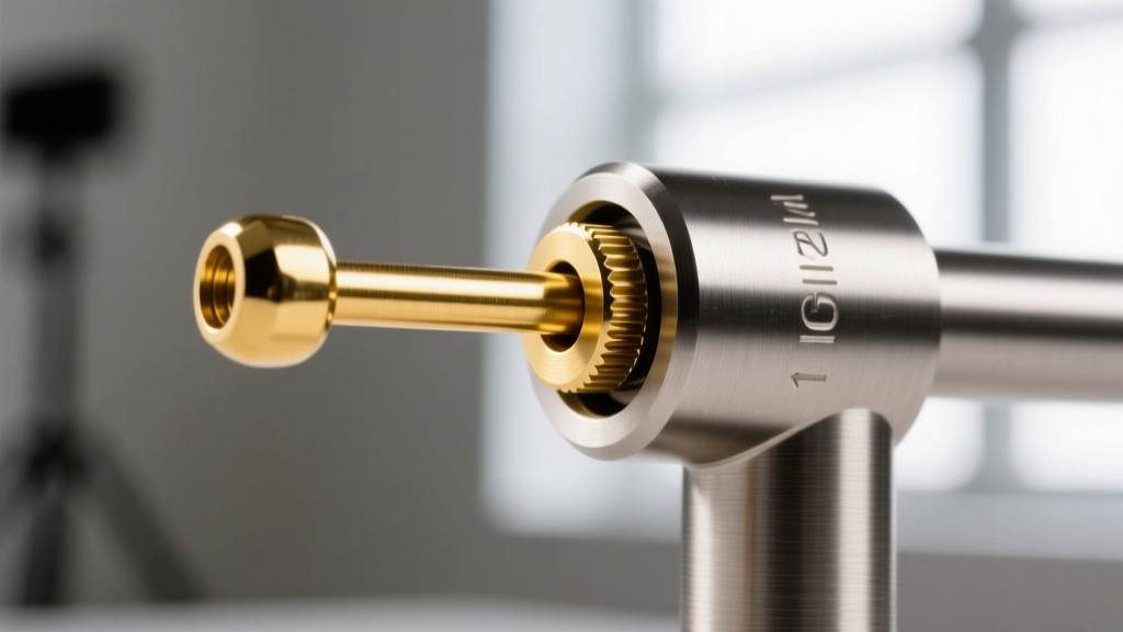Macro shot of a 14k gold threadless earring pin sliding into a titanium labret post, showing the bend mechanism