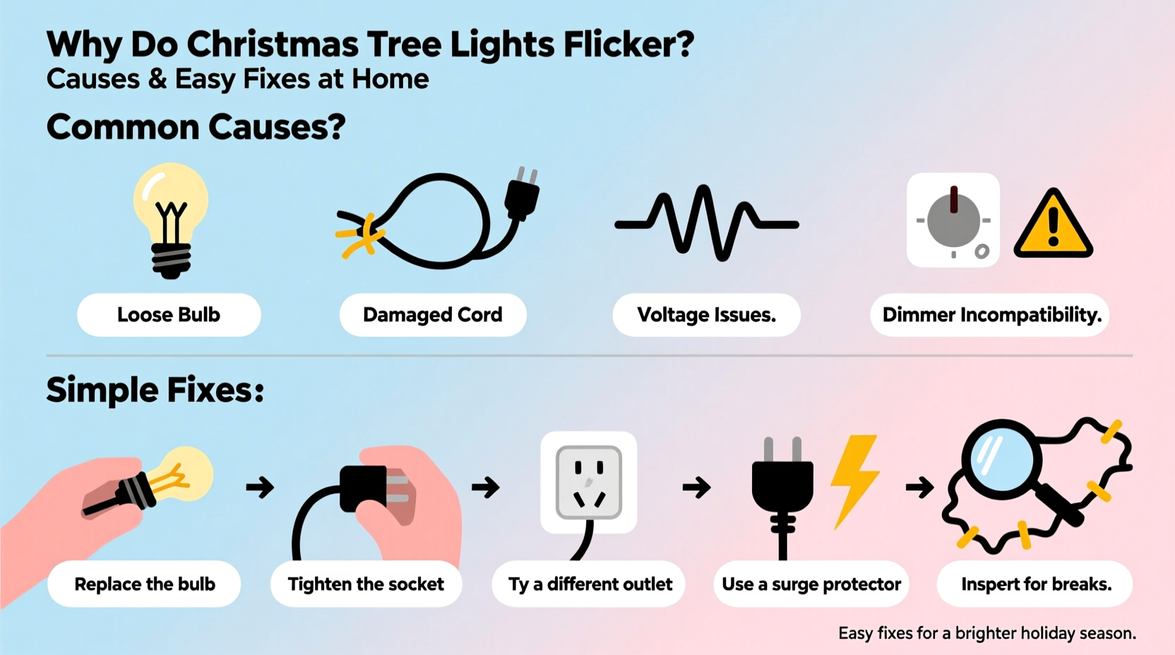 why do my christmas tree lights flicker causes and easy fixes at home