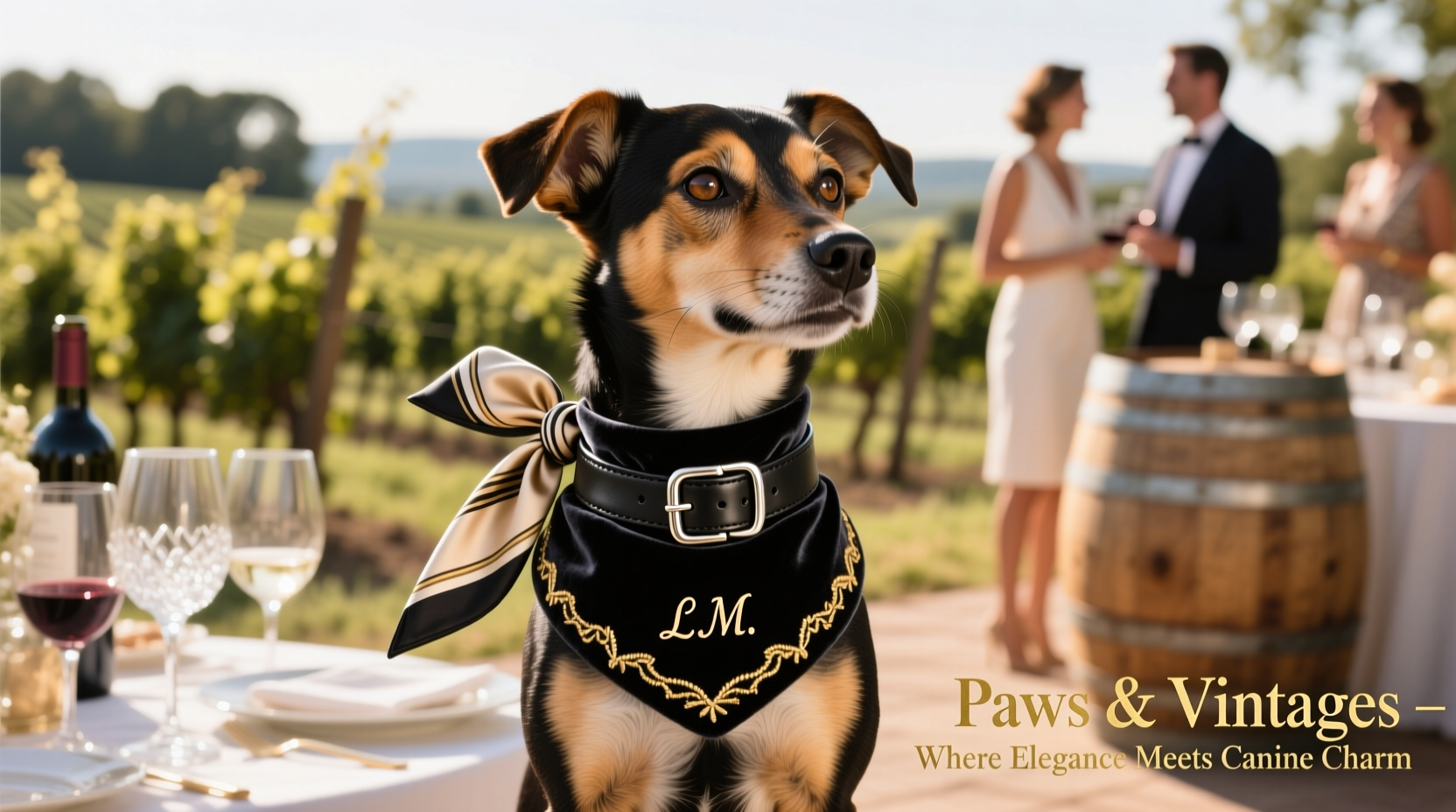 fashion collars for pet dogs going to wine tastings in style