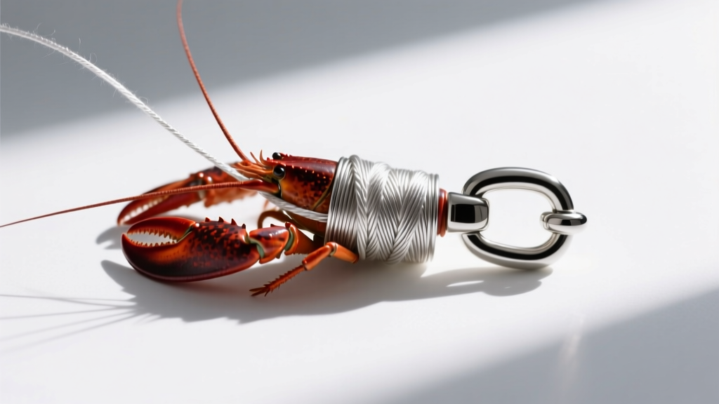 Detailed view of silver French wire gimp protecting silk thread before it attaches to a heavy sterling silver lobster clasp.