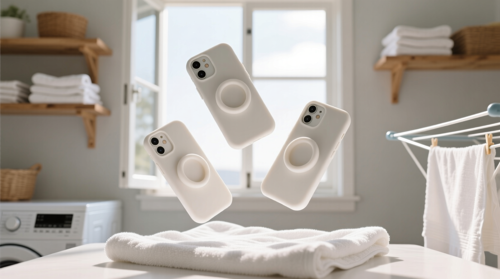 clean silicone phone grips in laundry safely