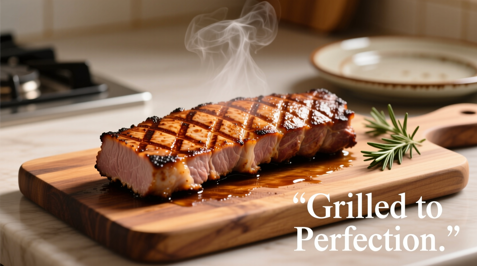 Perfectly grilled pork tenderloin with sear marks