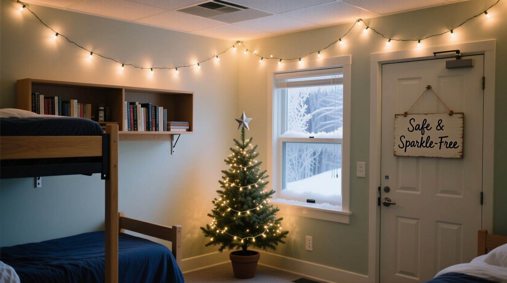 how to use christmas lights in a dorm room without violating campus rules