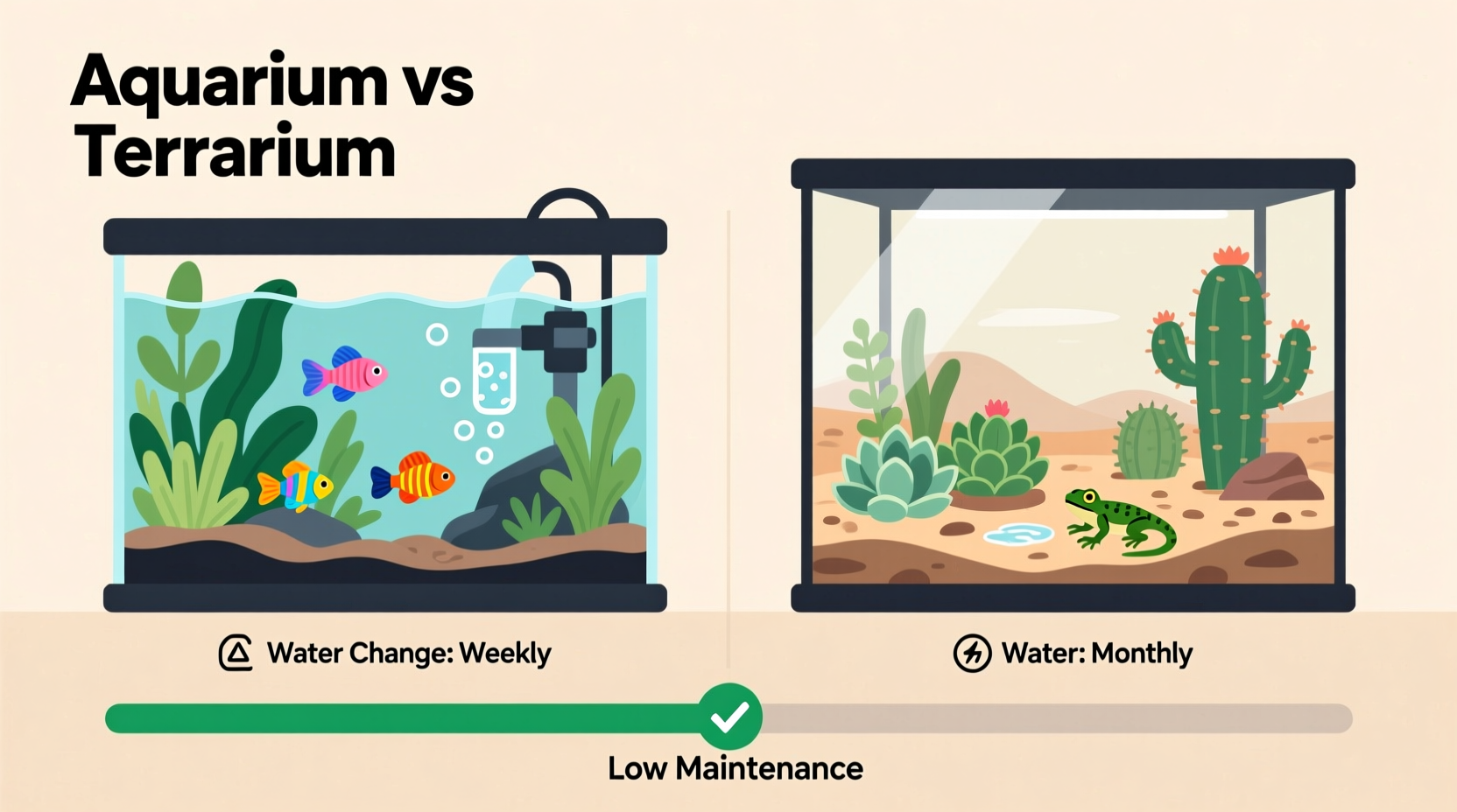 aquarium vs terrarium which low maintenance pet is better