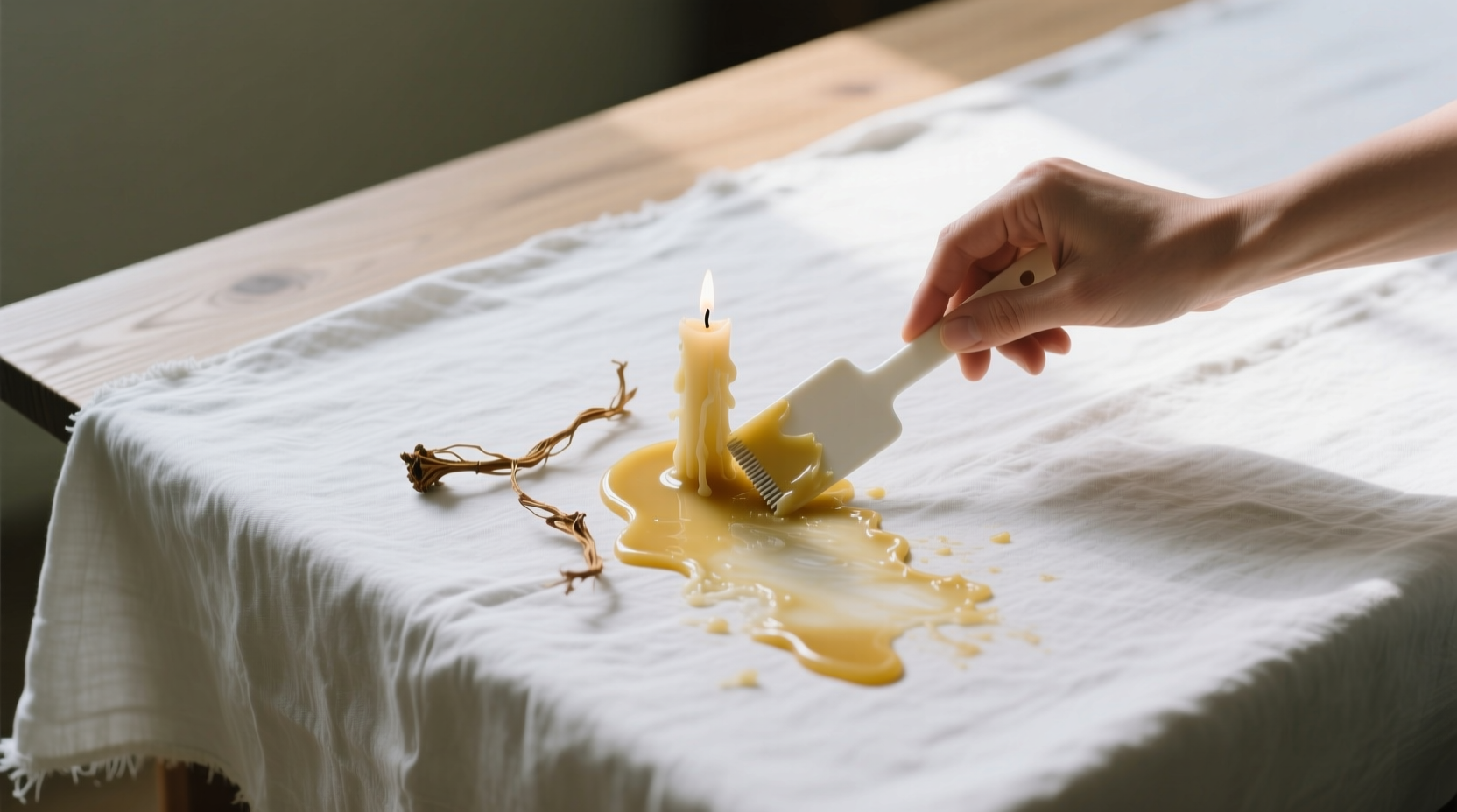 remove candle wax from linen tablecloths