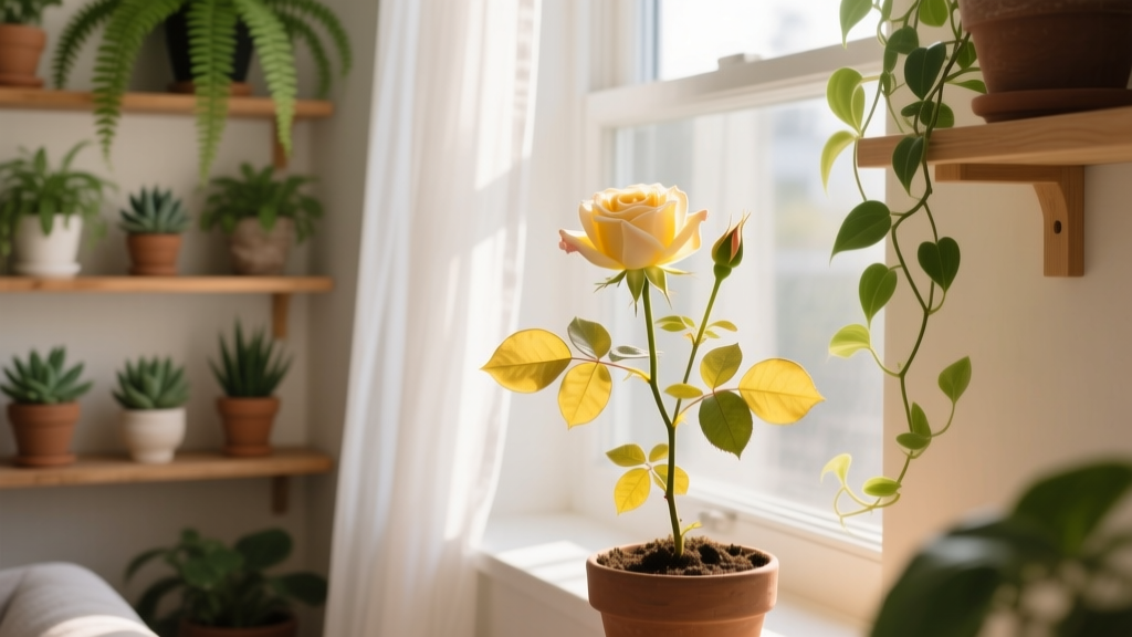 How to Care for Small Indoor Rose with Yellow Leaves