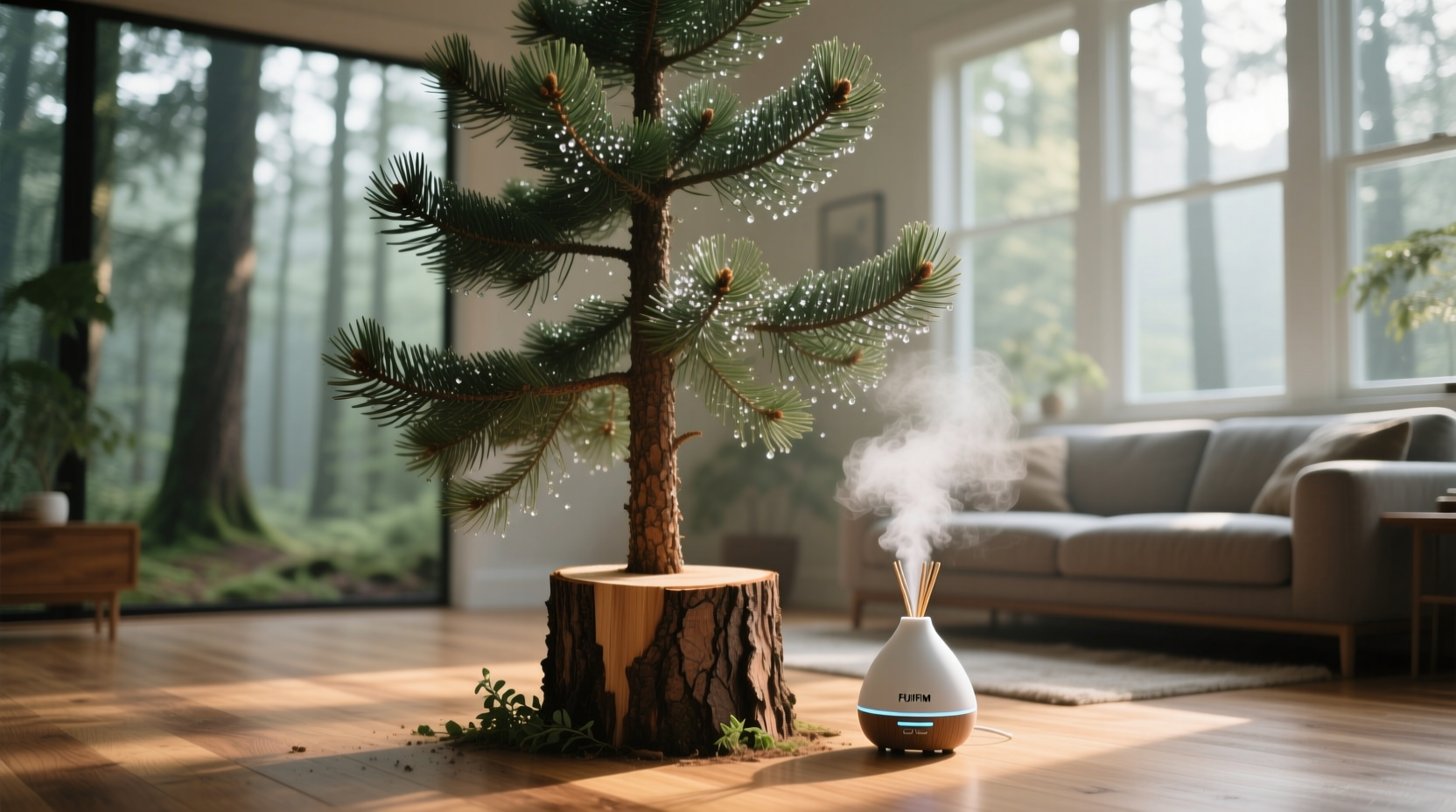 do essential oil diffusers interfere with the scent of real pine trees indoors