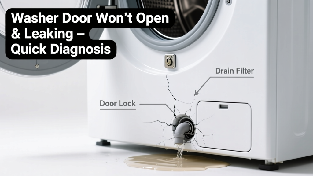 Washer Door Won’t Open & Leaking Water: Quick Diagnosis