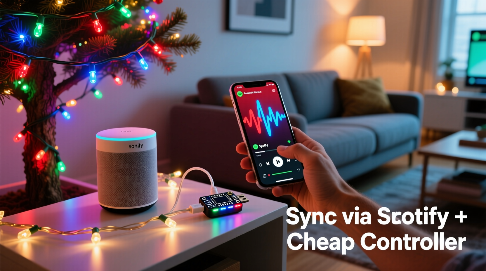 how to sync rgb christmas lights with spotify playlists using affordable controllers