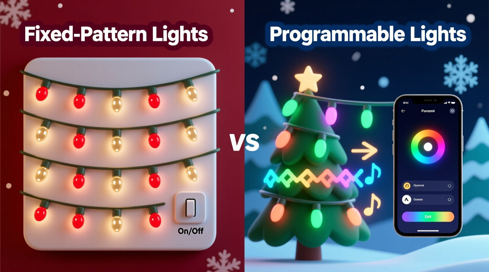 programmable vs fixed pattern christmas lights which offers more versatility