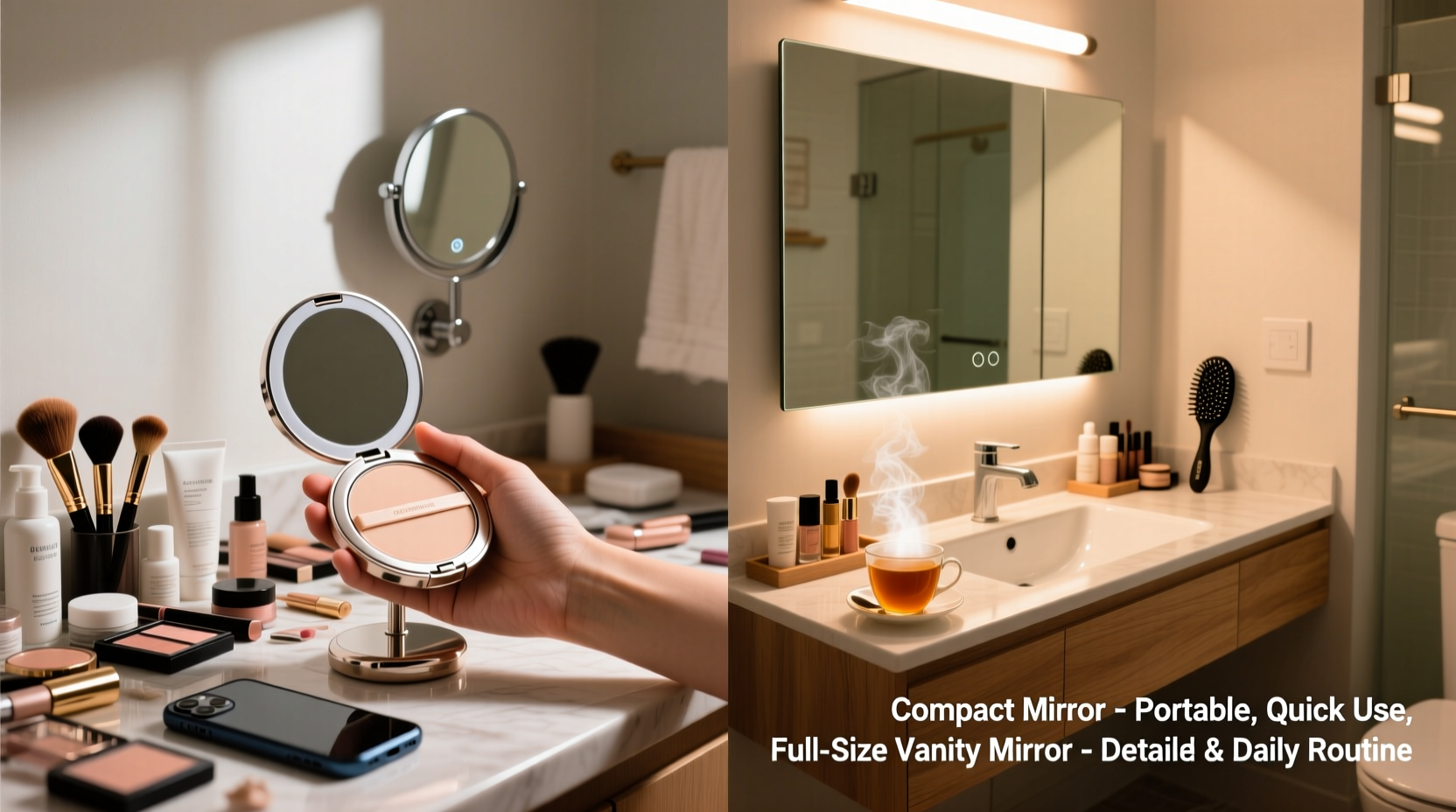 compact mirror vs full size vanity mirror which is more practical daily