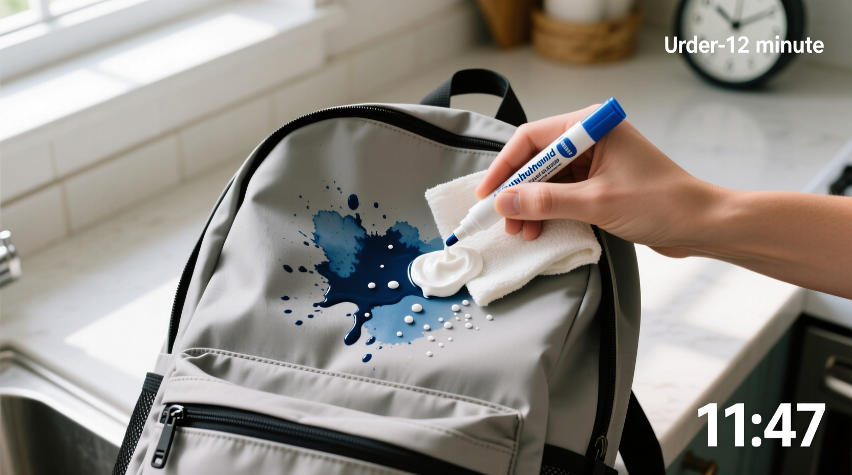 how to remove permanent marker from polyester backpack