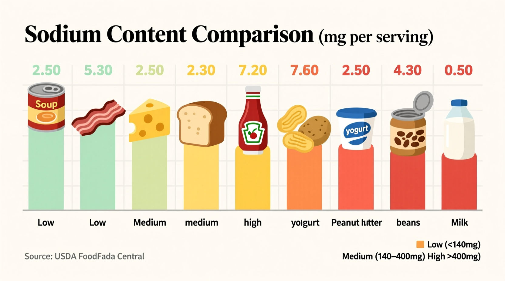 Schéma d'utilisation du MSG pour réduire le sodium dans différentes préparations culinaires