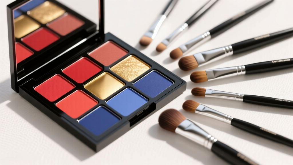 Professional makeup palette and brushes