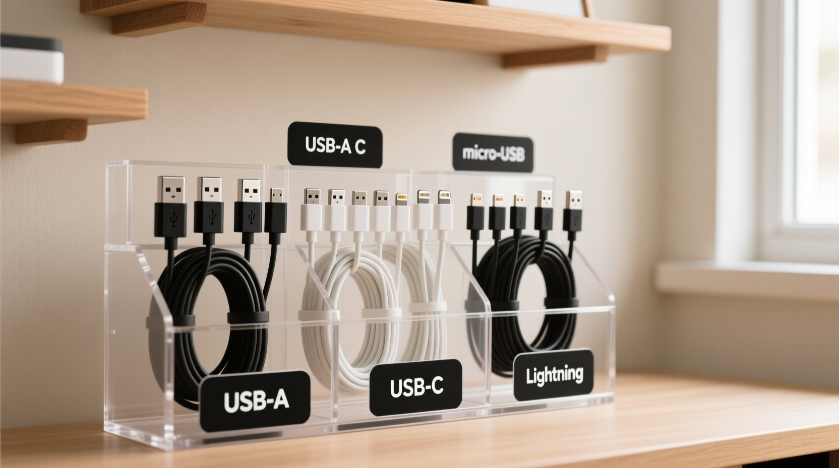 how to organize charging cables by type so you never search again