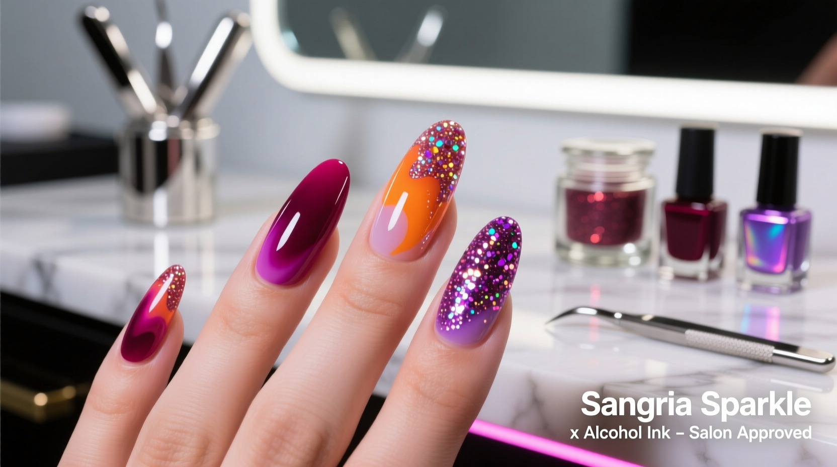 alcohol ink nail polish vs glitter-infused sangria shades is this crossover trend salon-approved