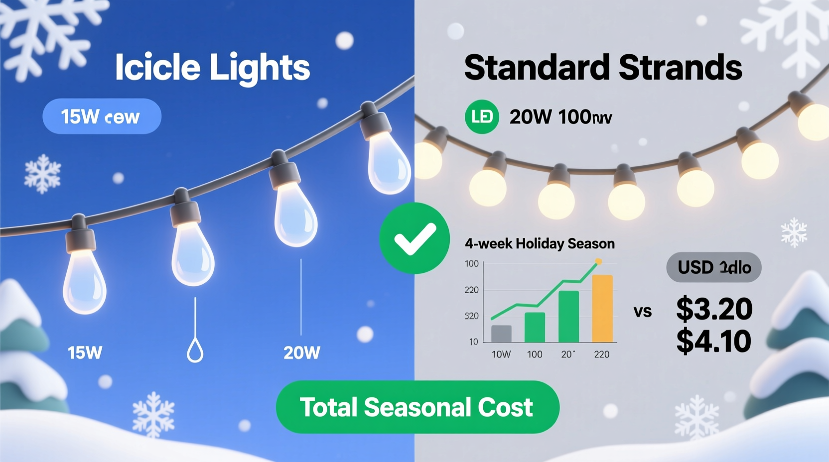 do icicle lights use more electricity than standard strands comparing seasonal costs