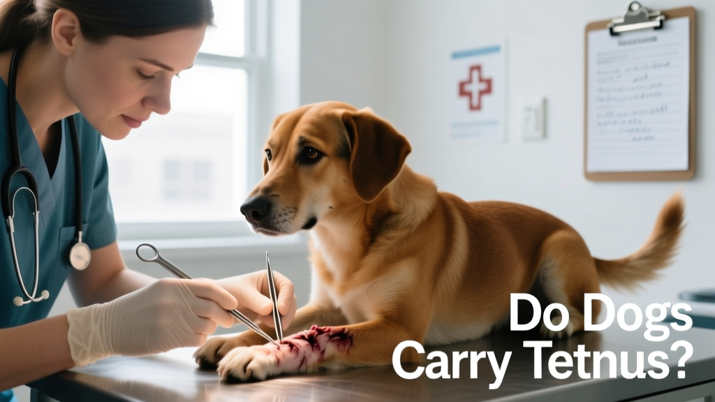 Close-up of a veterinarian gently examining a dog's wound under sterile conditions