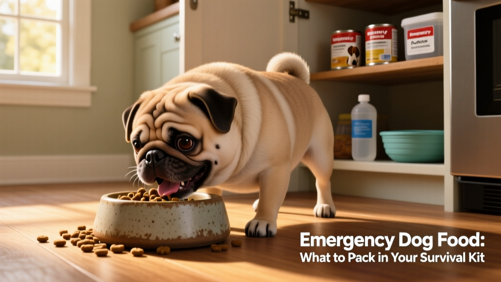 pug dog eating from feeding bowl