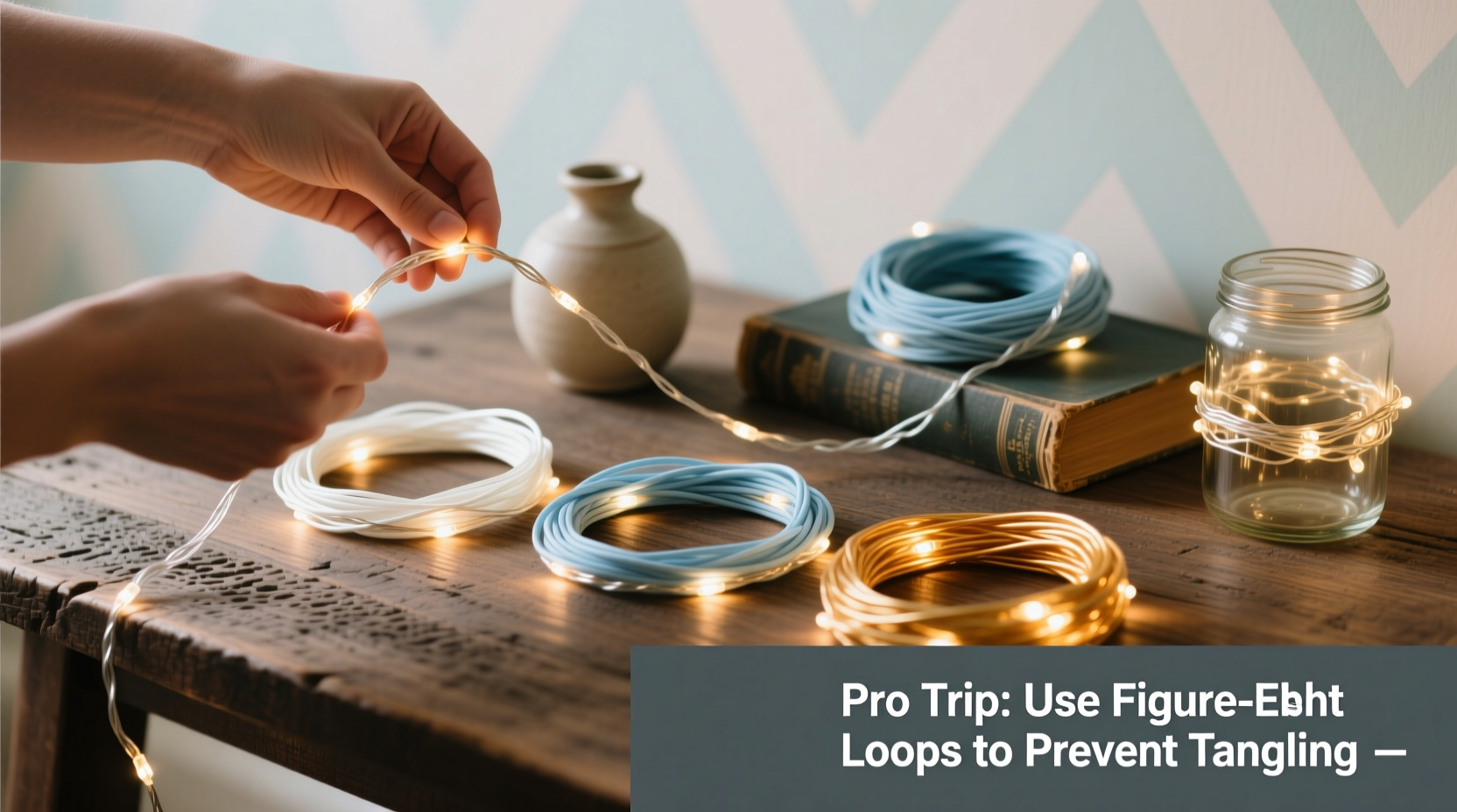 how to layer multiple strands of fairy lights without tangling