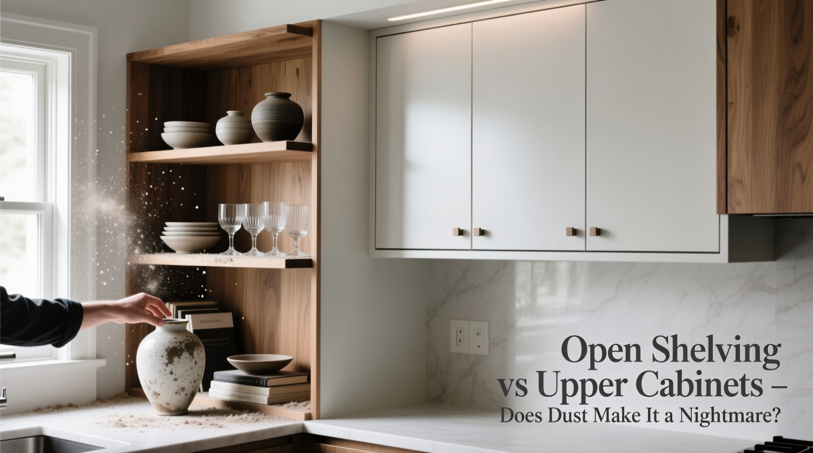 open shelving vs upper cabinets does the dust make open shelving a nightmare