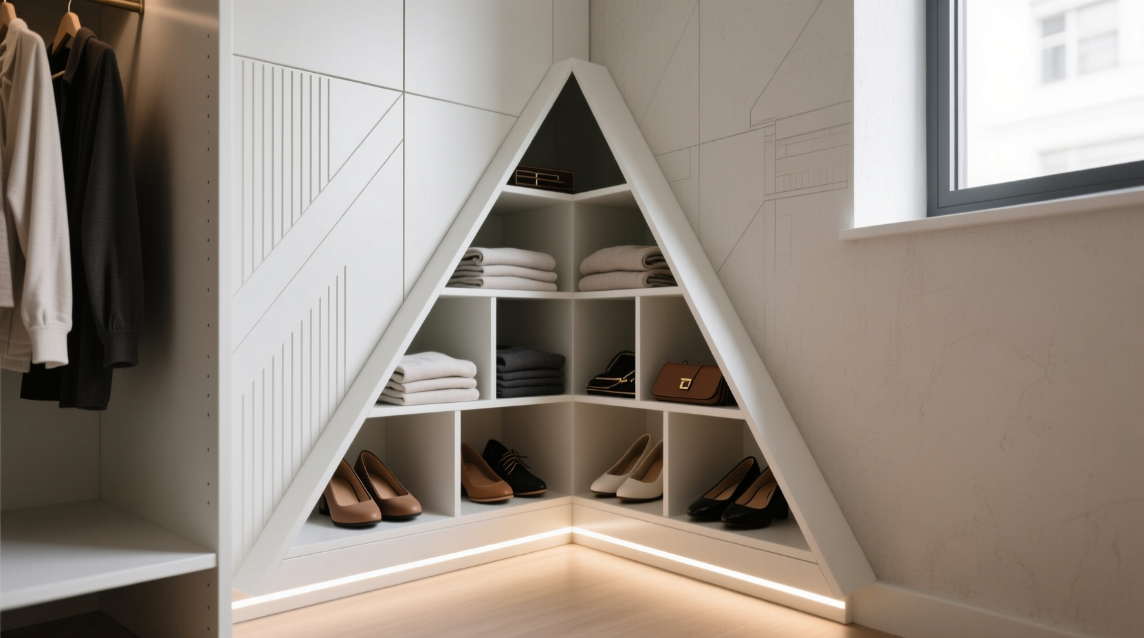 triangular organizers beat corner shelves for dead zones