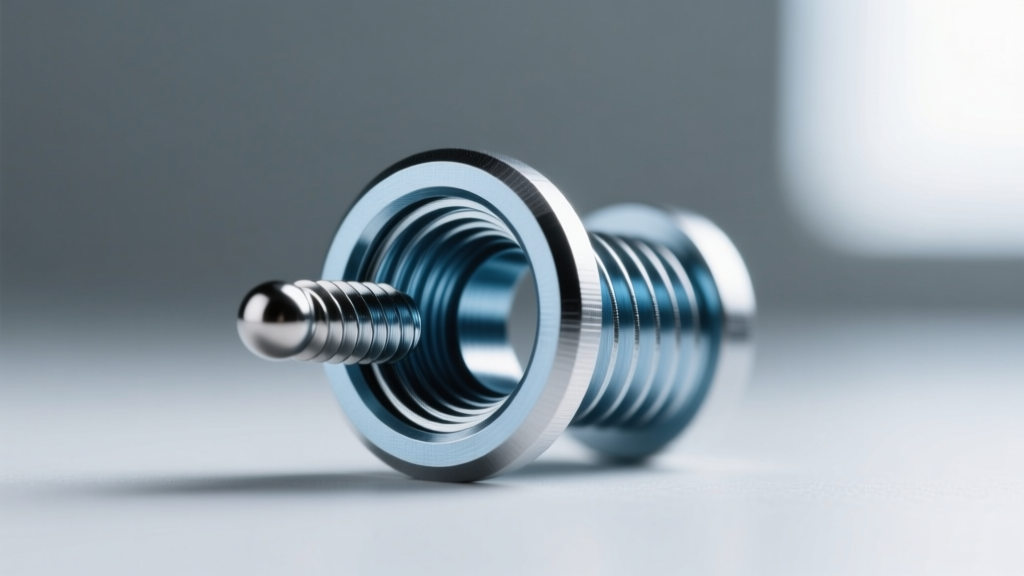 Macro photography showing internal threading of a 14-gauge niobium nipple shield, highlighting precision-machined screw threads