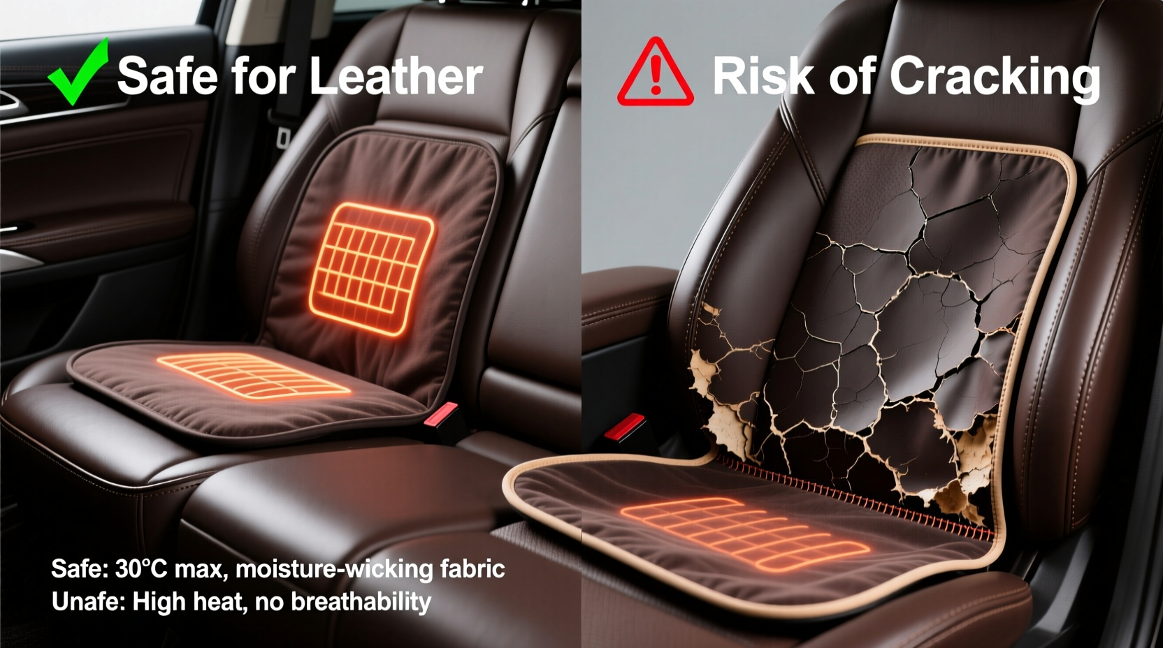 are heated car seat covers safe for leather interiors or do they cause cracks