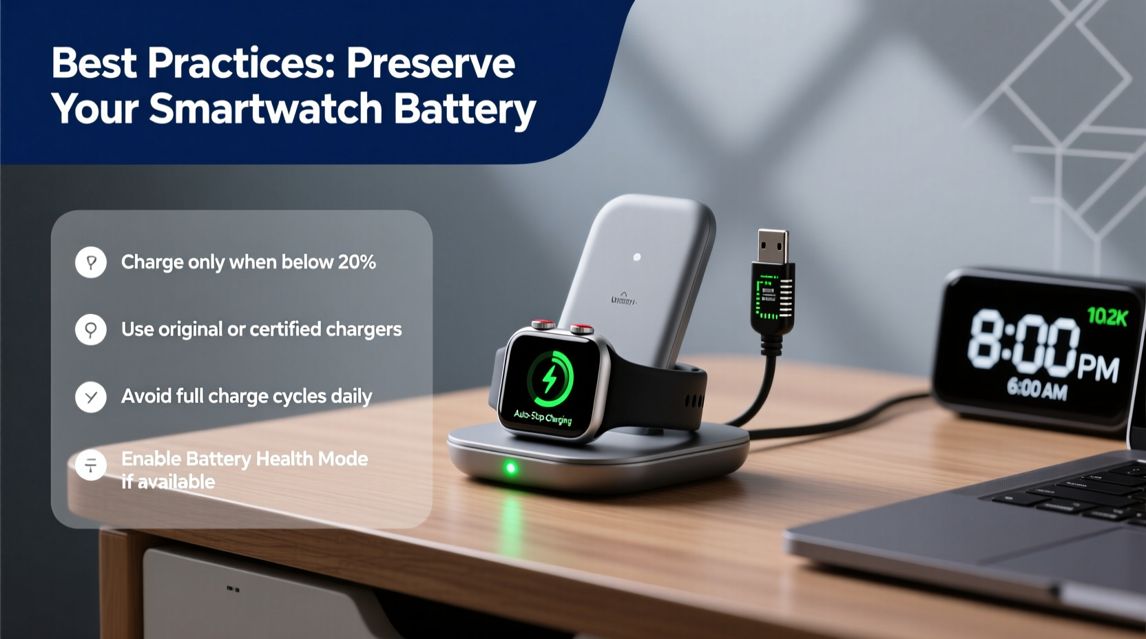 best practices for charging your smartwatch overnight without degrading battery