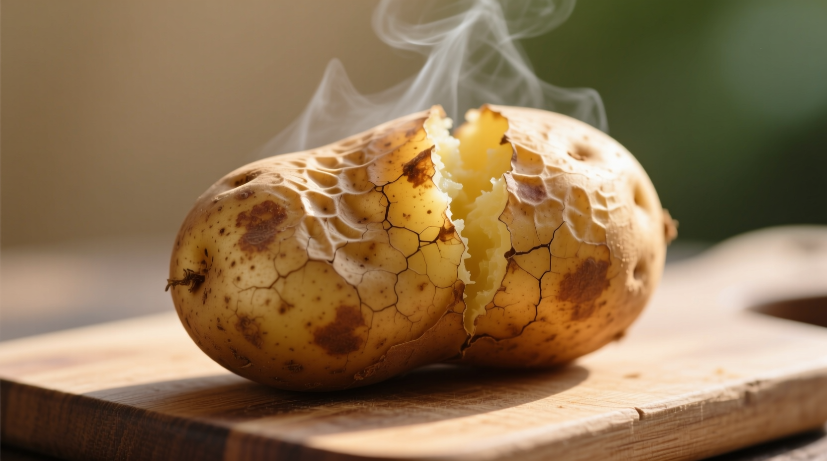 Close-up of baked potato with skin showing texture