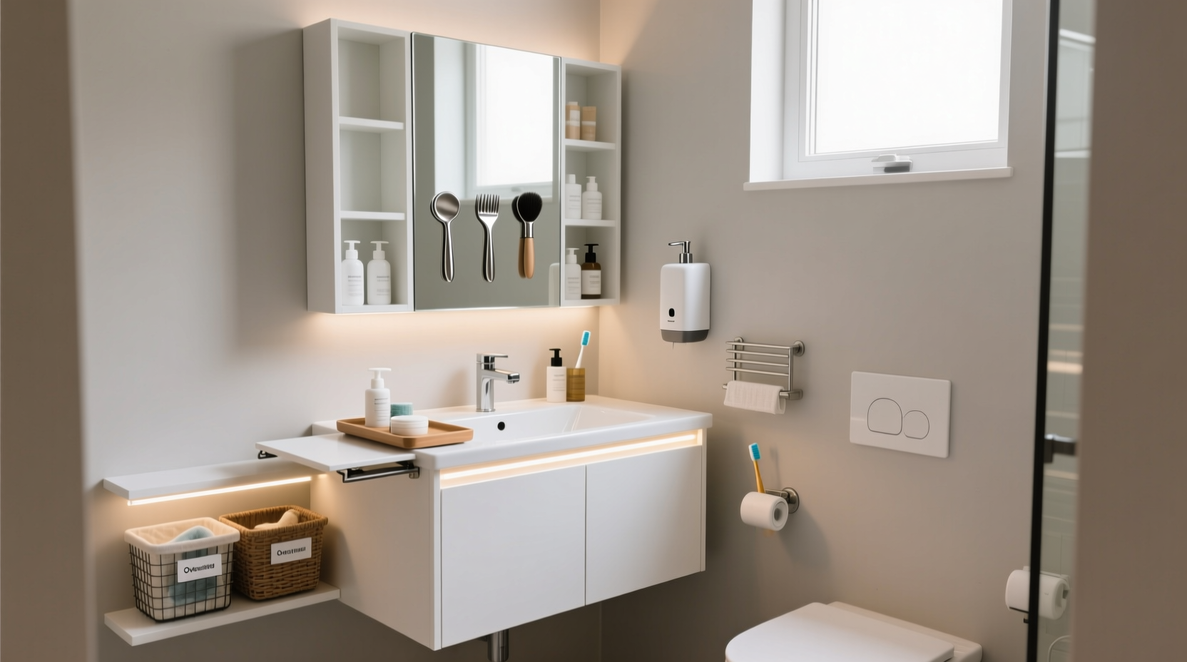 how to organize a tiny bathroom vanity with zero counter space clever hacks