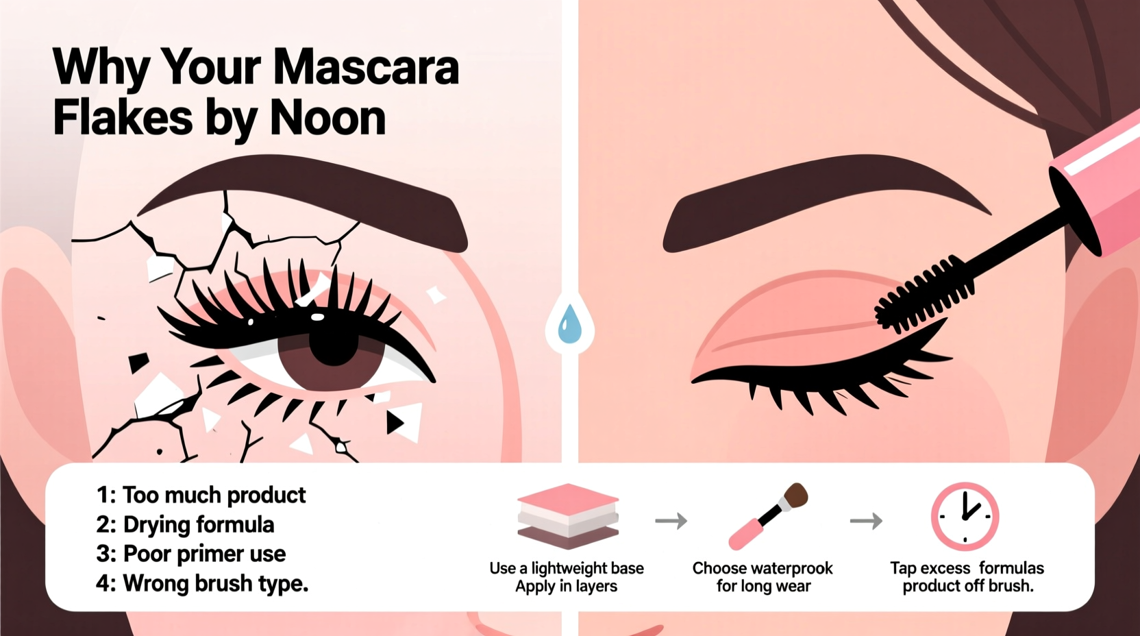 why does my mascara flake by noon formula fixes and application tricks