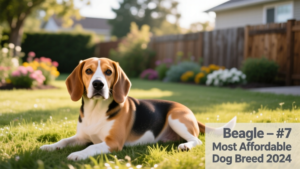 Beagle lying comfortably on grass, showing its short, easy-care coat