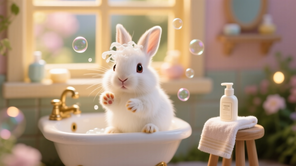 Tiny Rabbit ‘Washing Her Hair’ Is Total Cuteness Overload