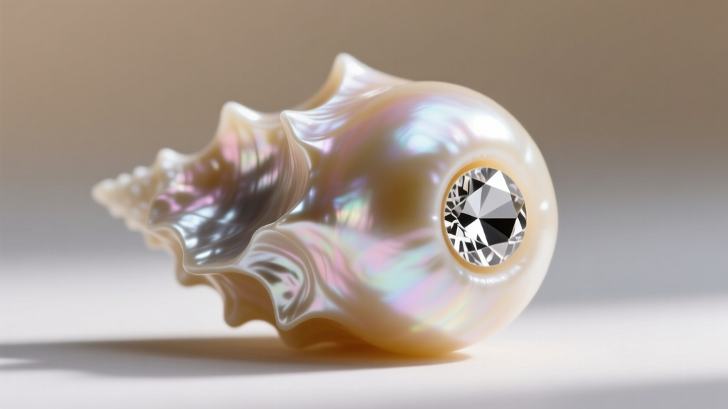Close-up of a poorly drilled baroque pearl with jagged edges, contrasting with a clean diamond-core drilled hole on the right.