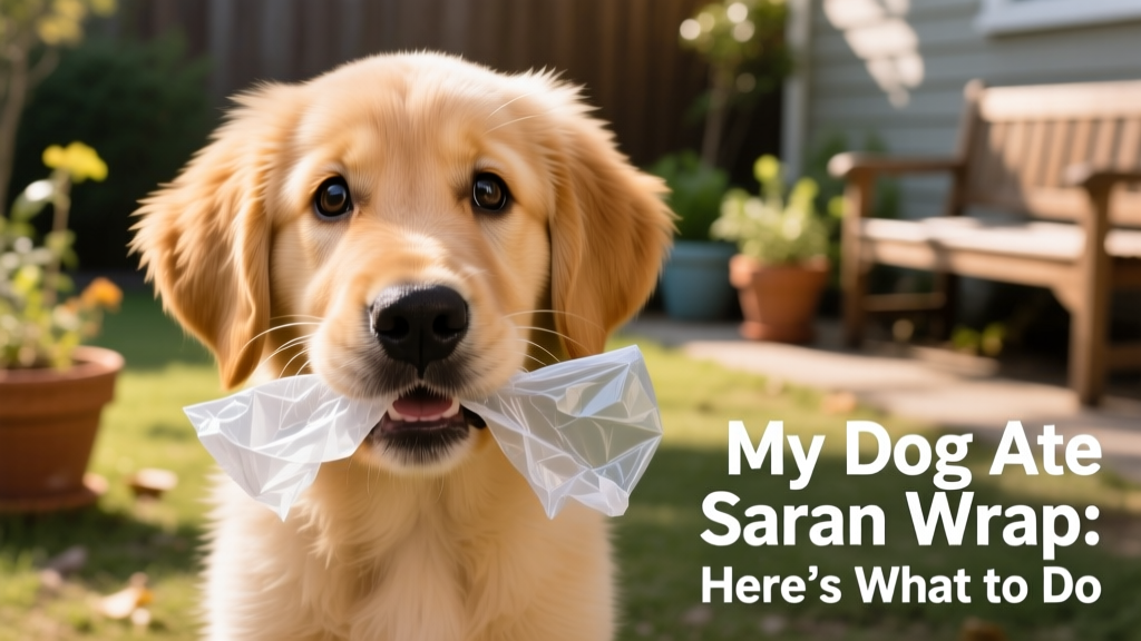 Close-up of a dog gently holding a crumpled piece of plastic wrap in its mouth, showing curiosity but no distress