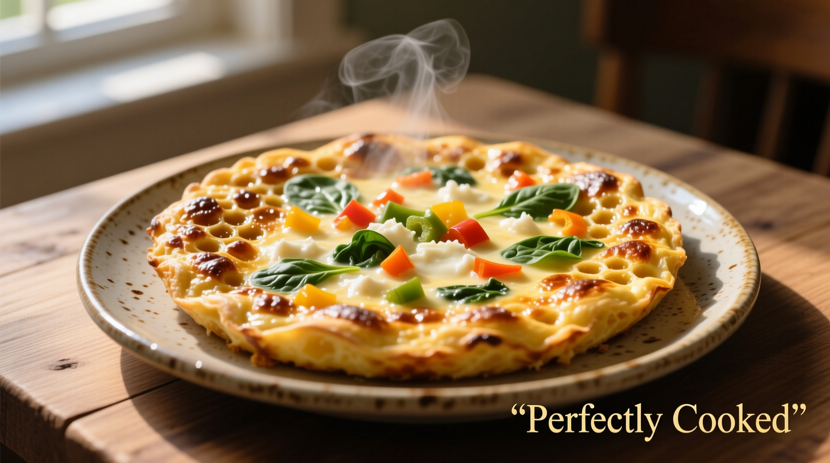 Perfectly cooked frittata with golden top