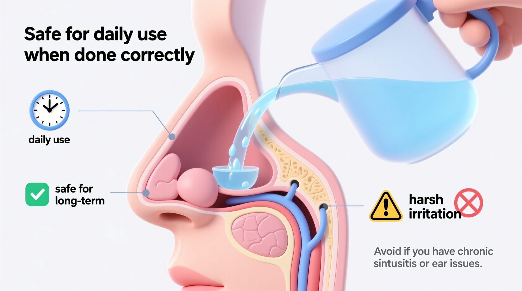 is nasal irrigation safe for daily use or too harsh long term